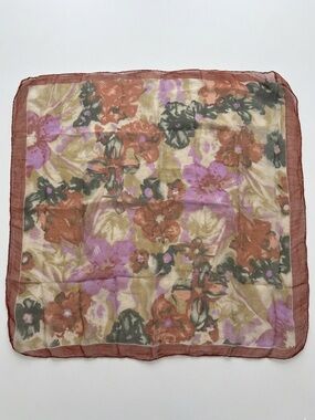 Emanuel Geraldo Vintage Floral Scarf 100% Rayon Square Made in India